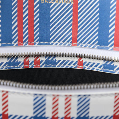 Balenciaga Calfskin Check Print Embossed Medium Barbes East West Shopper Cobalt Blue 7 of 11