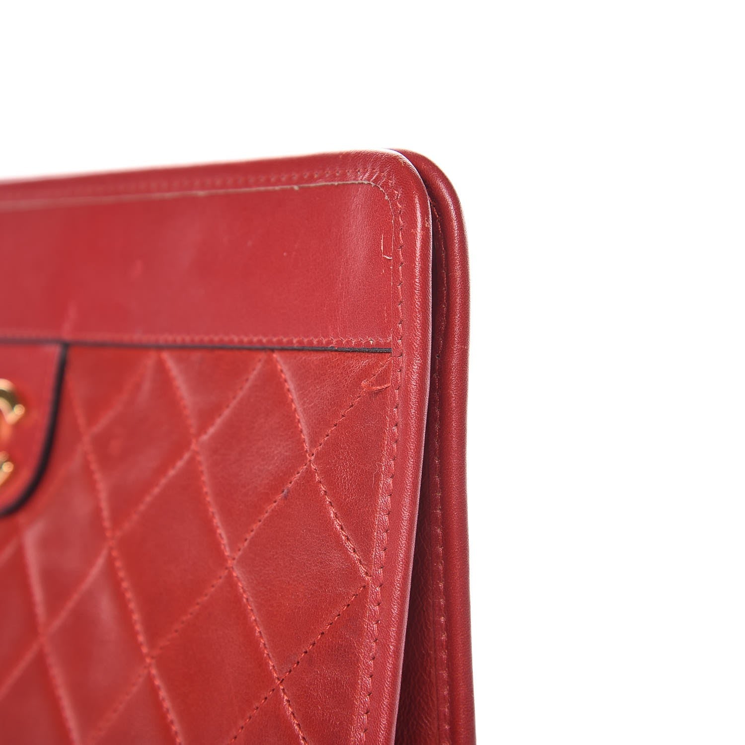 Chanel Lambskin Quilted CC Clutch Red 16 of 16