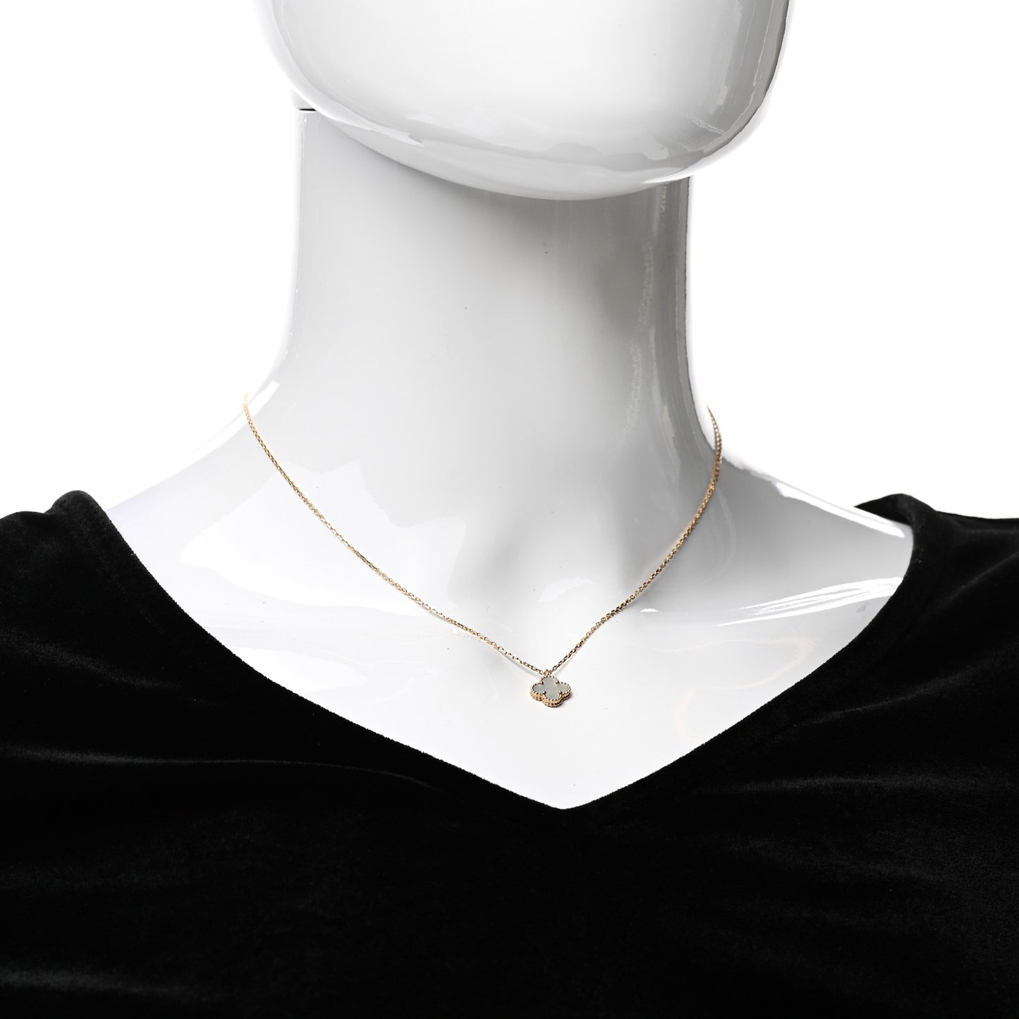 18K Yellow Gold Mother of Pearl Sweet Alhambra Pendant Necklace
