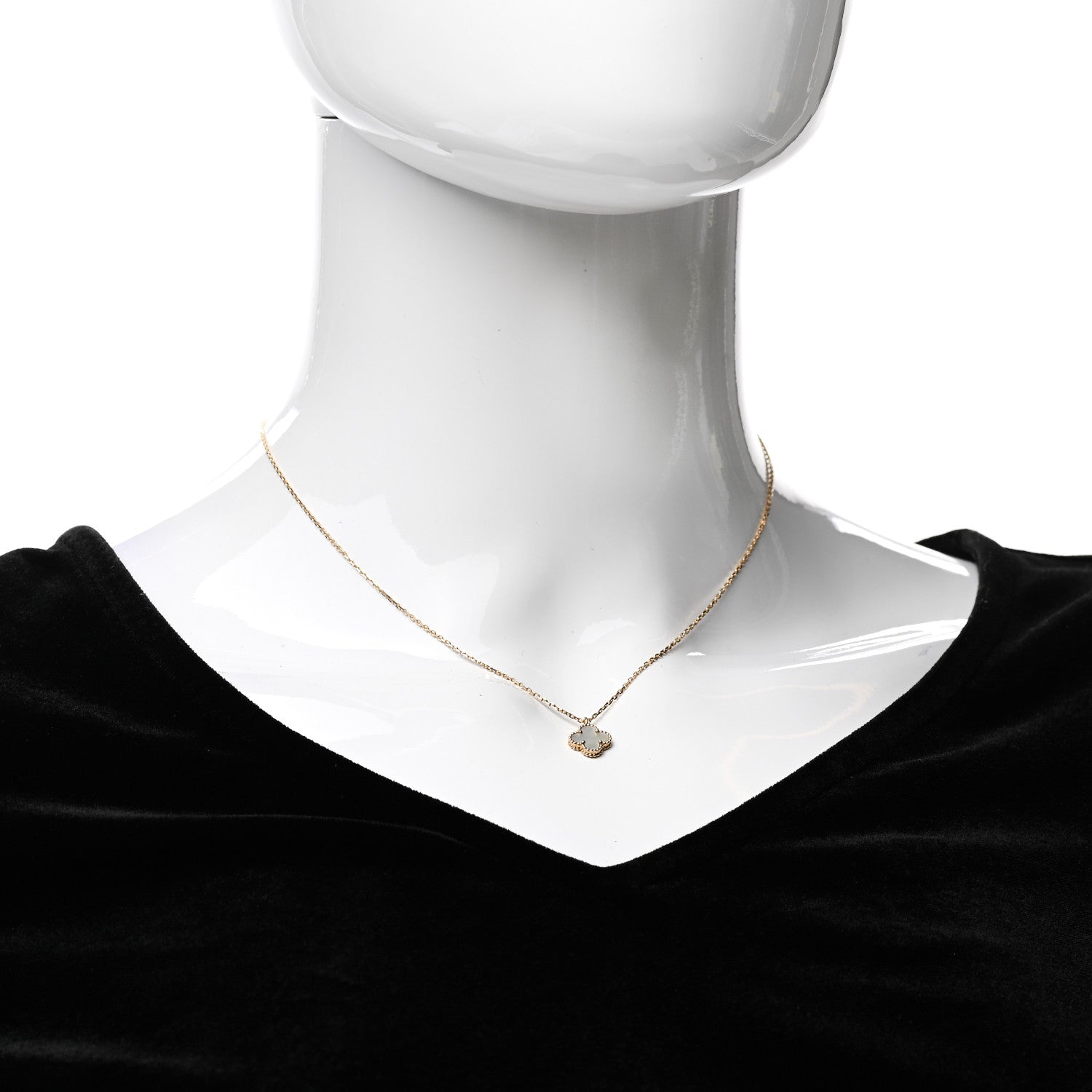 Van Cleef & Arpels 18K Yellow Gold Mother of Pearl Sweet Alhambra Pendant Necklace 2 of 7