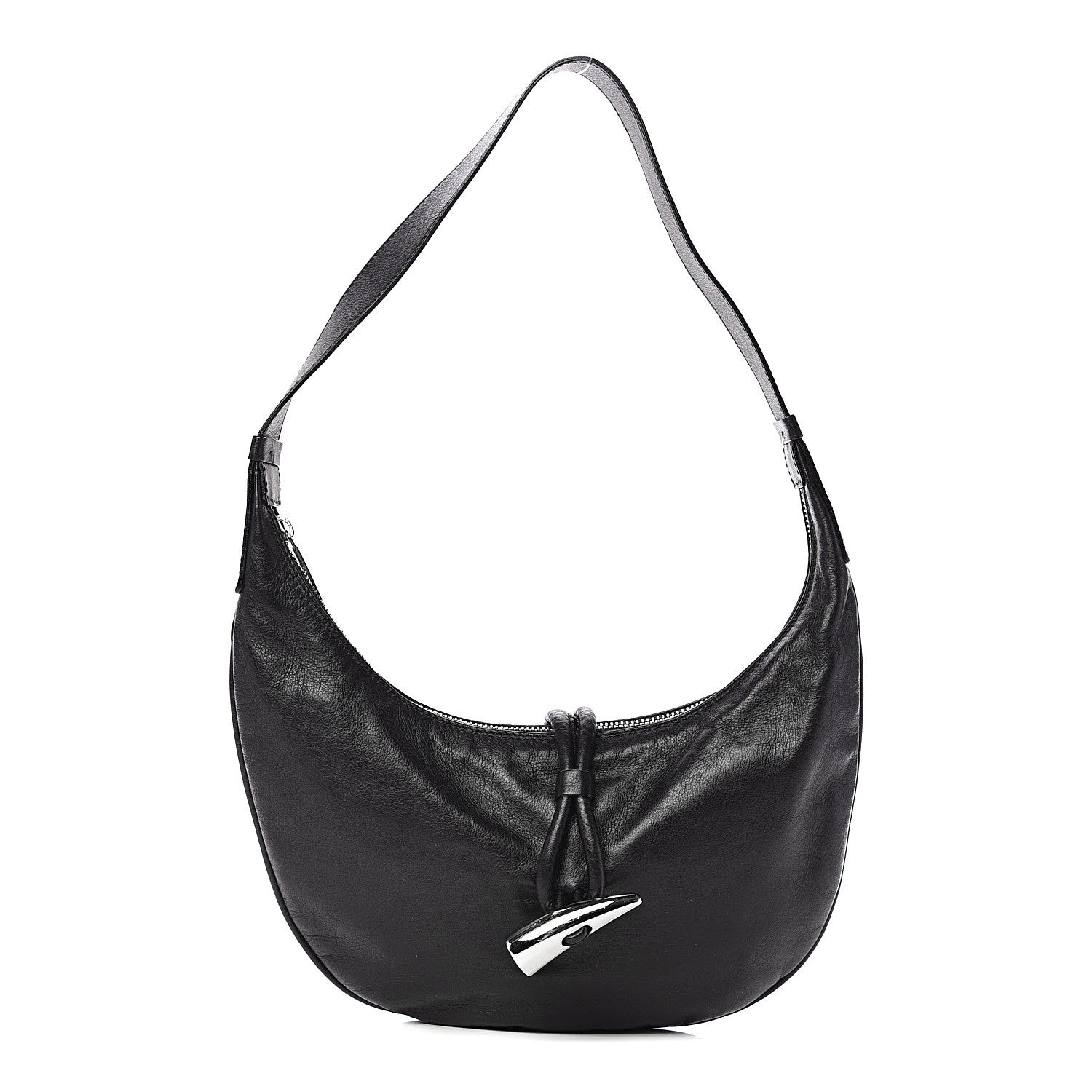 Burberry Smooth Calfskin Haymarket Check Horn Shoulder Bag Black 1 of 10
