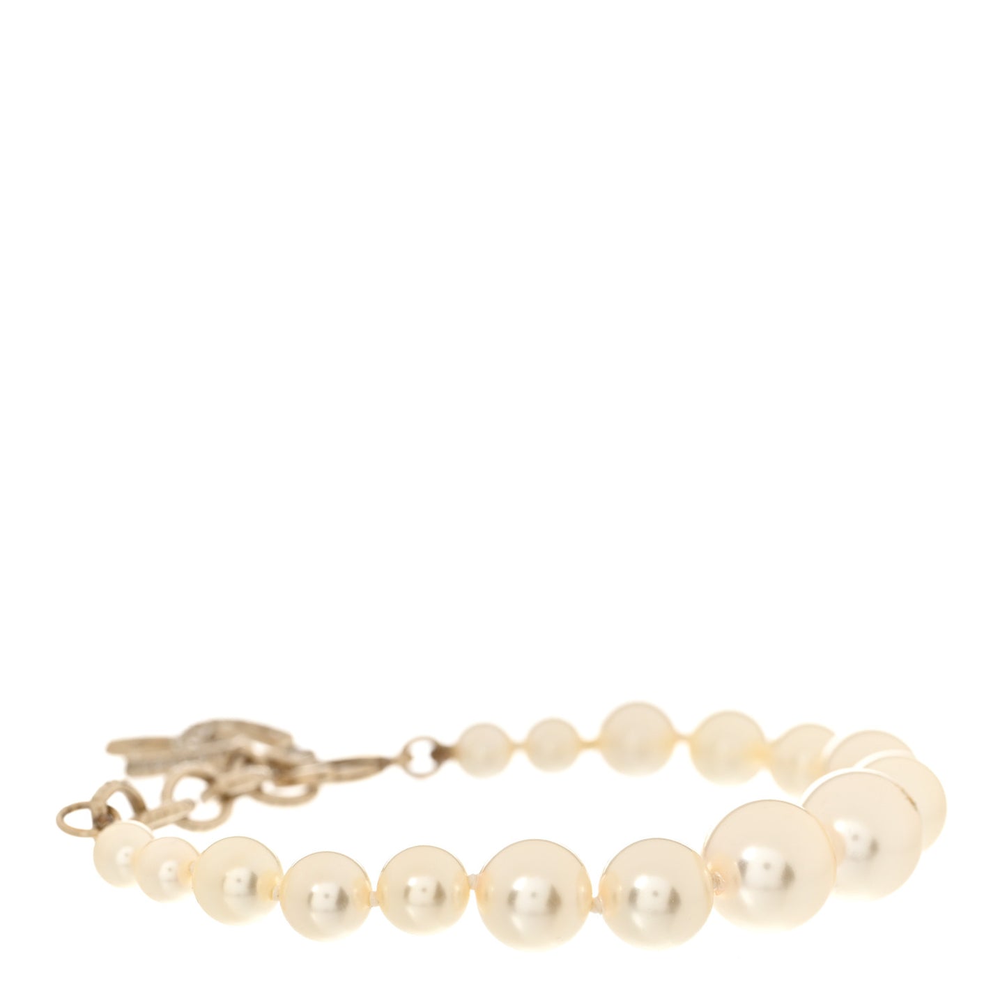 Graduated Pearl Crystal CC Bracelet Gold