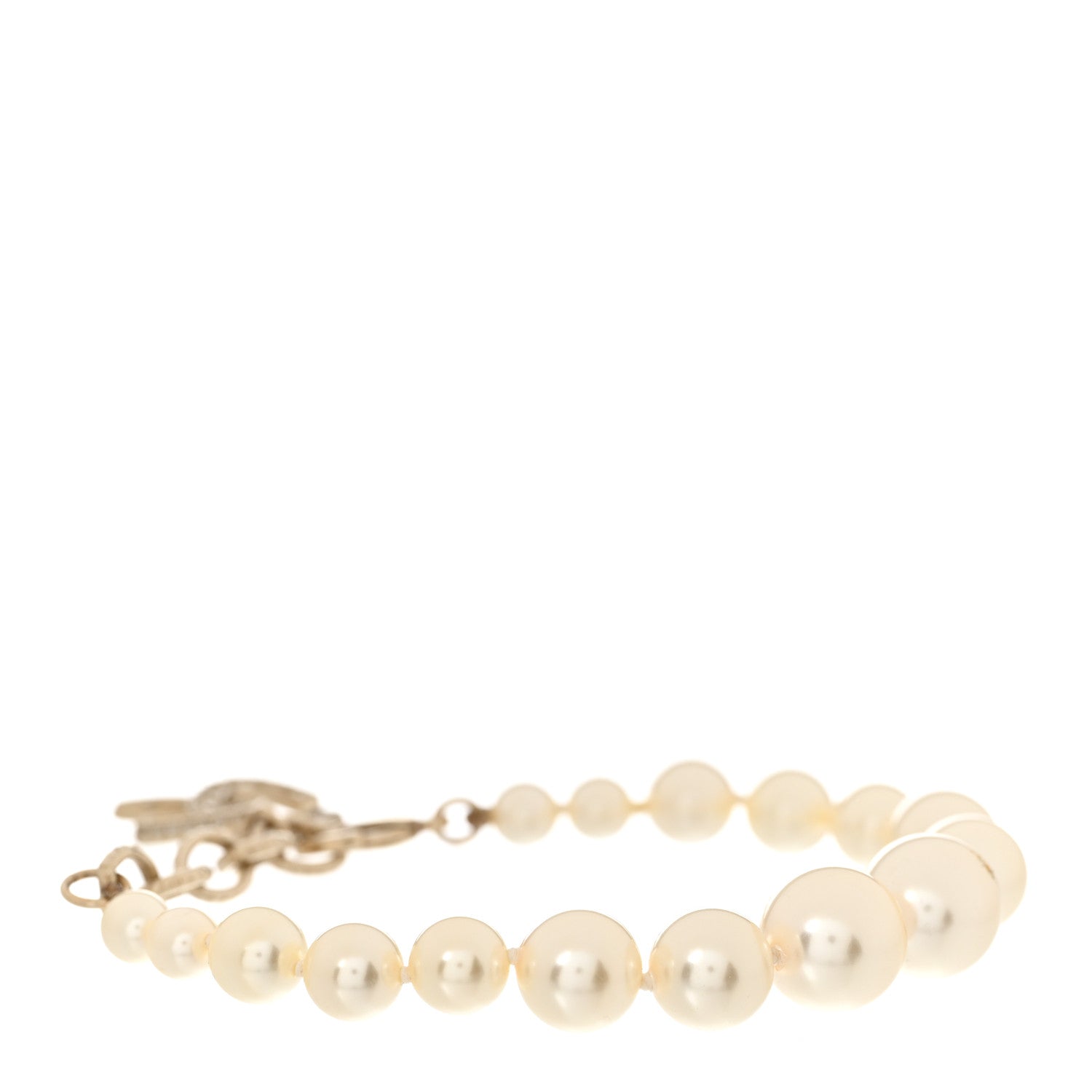 Chanel Graduated Pearl Crystal CC Bracelet Gold 3 of 7