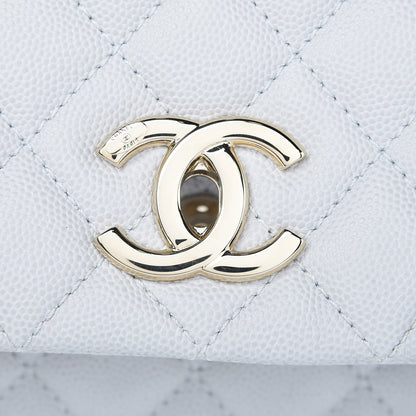 Chanel Caviar Quilted Small Coco Handle Flap Light Grey 11 of 12