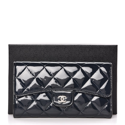 Chanel Patent Calfskin Quilted Large Flap Wallet Blue 14 of 14