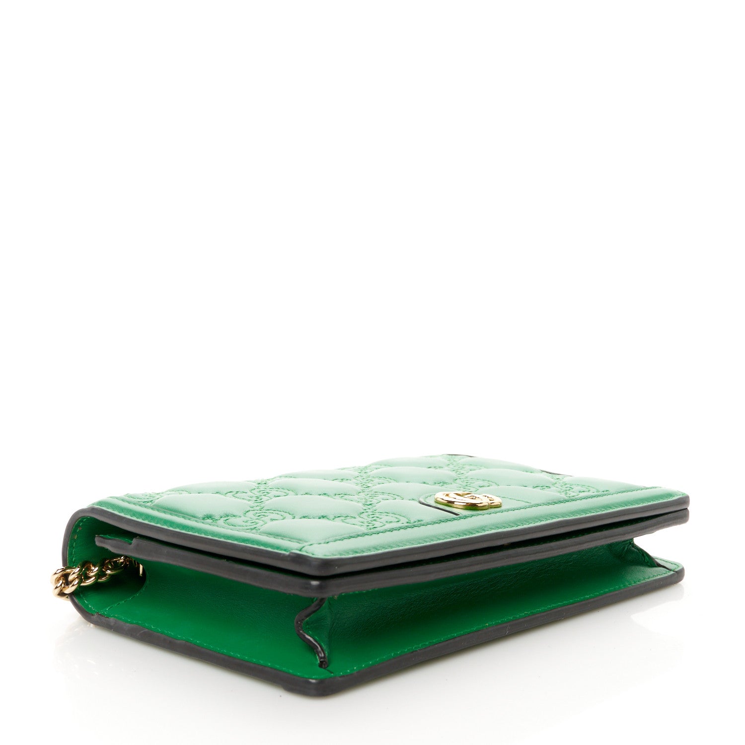 Gucci Calfskin GG Matelasse Chain Wallet Spring Green 4 of 11