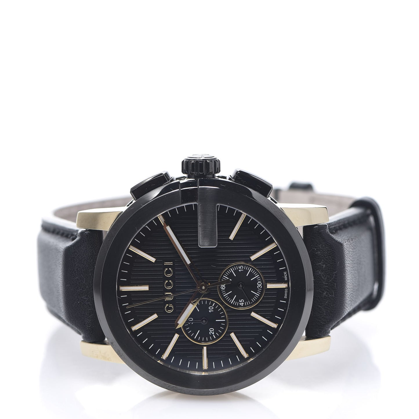 PVD Stainless Steel Calfskin 44mm G-Chrono Quartz Watch Black