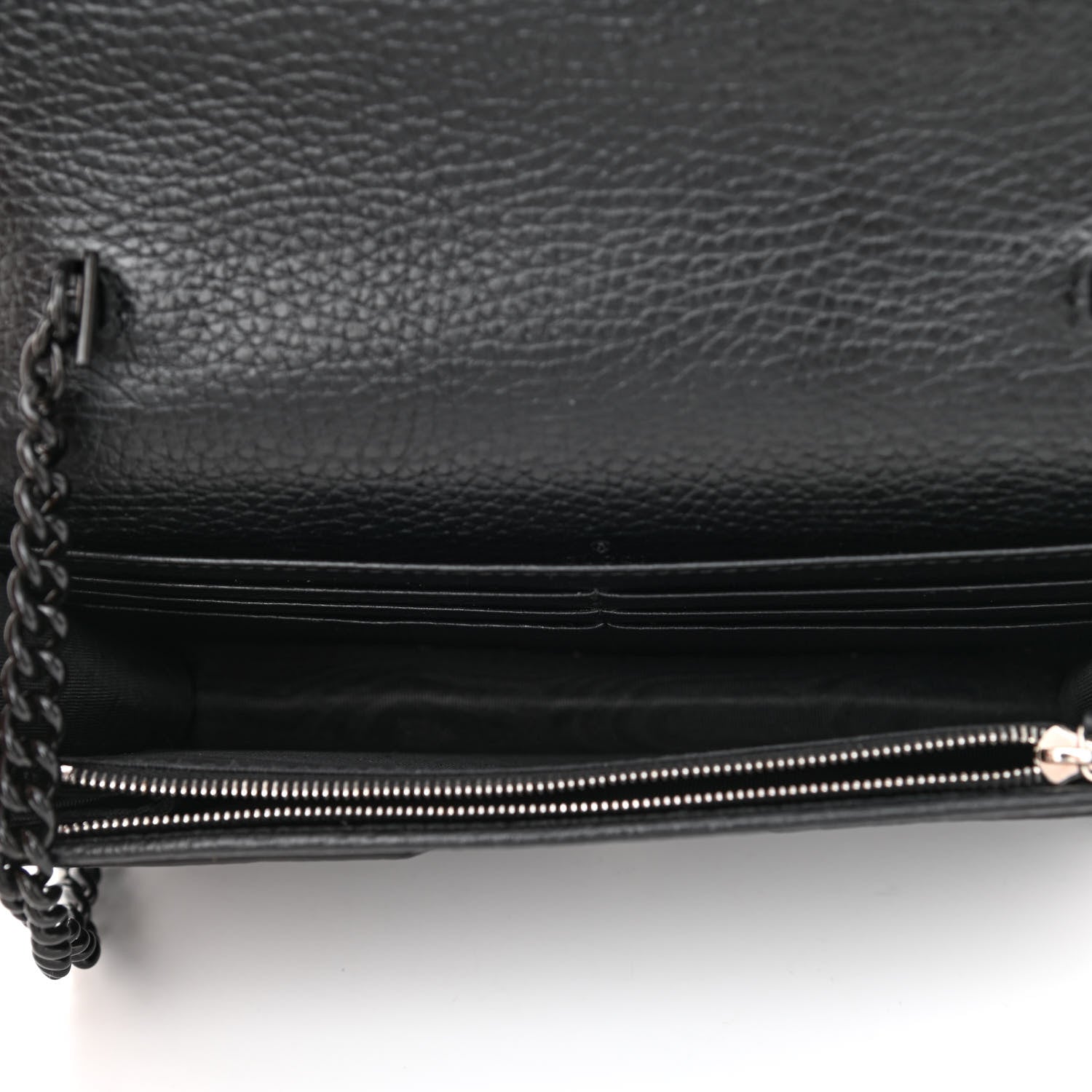 Gucci Dollar Calfskin Enamel Monochrome Mini GG Marmont Chain Wallet Black 6 of 10