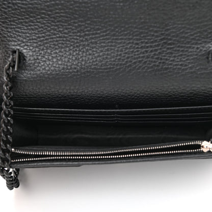 Gucci Dollar Calfskin Enamel Monochrome Mini GG Marmont Chain Wallet Black 6 of 10