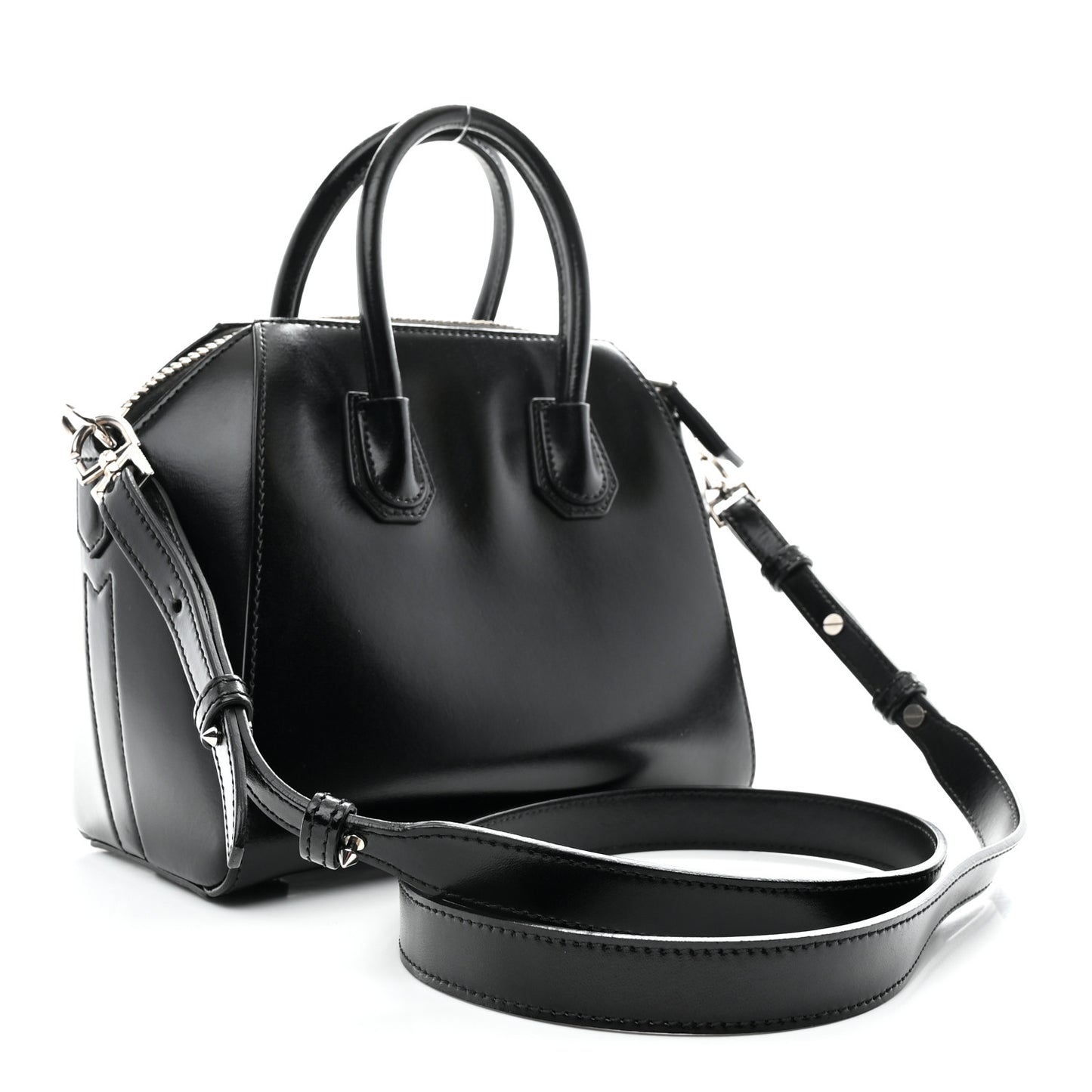 Shiny Lord Calfskin Mini Antigona Black