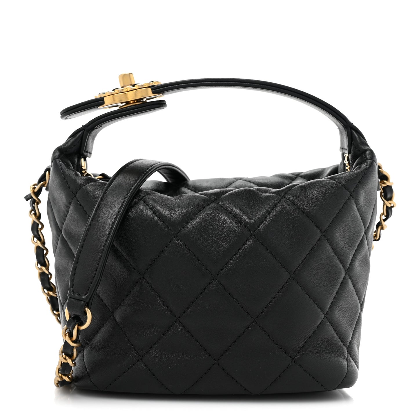 Lambskin Quilted Small Perfect Meeting Hobo Black
