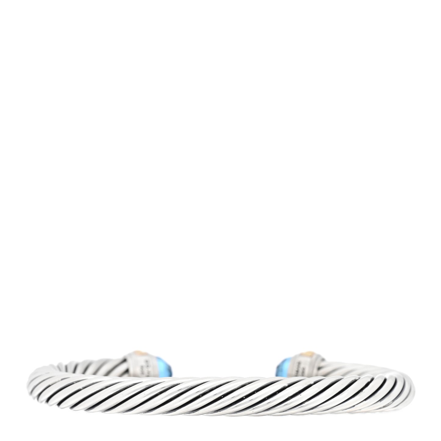 Sterling Silver 14K Yellow Gold Blue Topaz 7mm Cable Classics Bracelet
