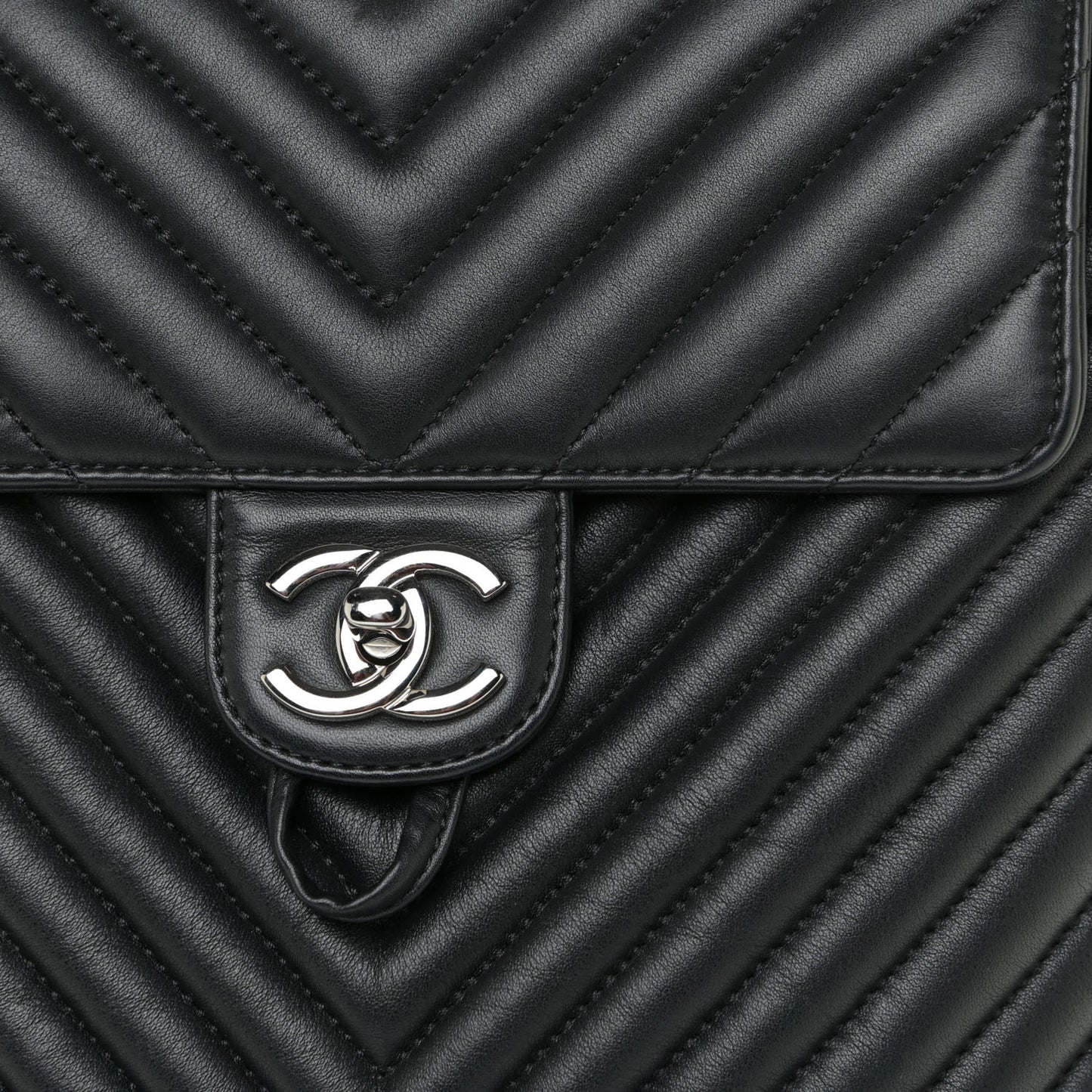 Calfskin Chevron Quilted Small Urban Spirit Backpack Black