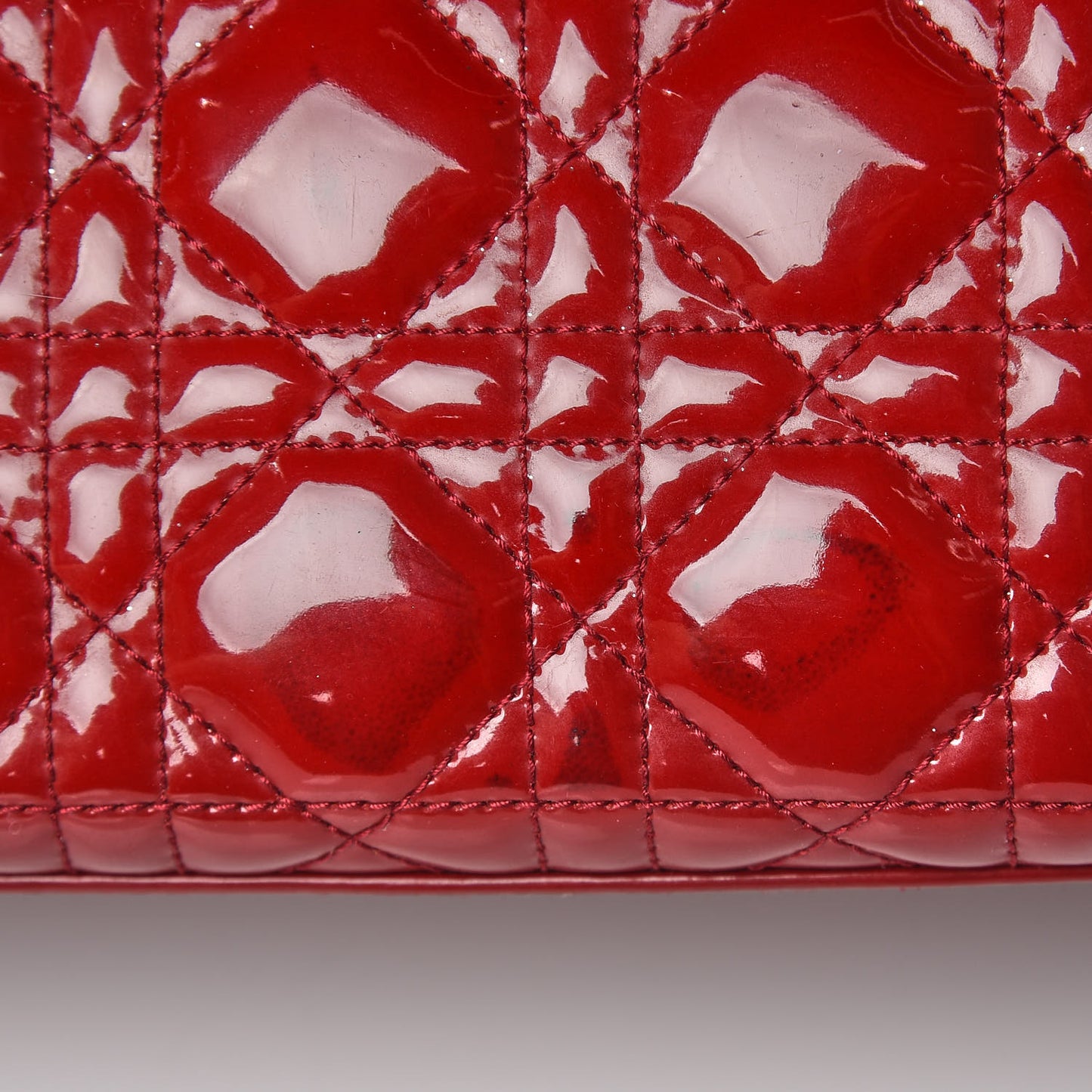 Patent Cannage Large Lady Dior Red