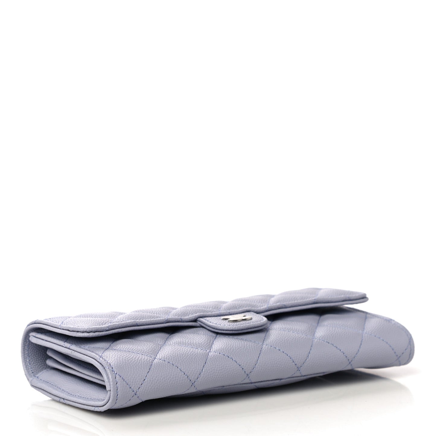 Caviar Quilted Large Flap Wallet Light Purple