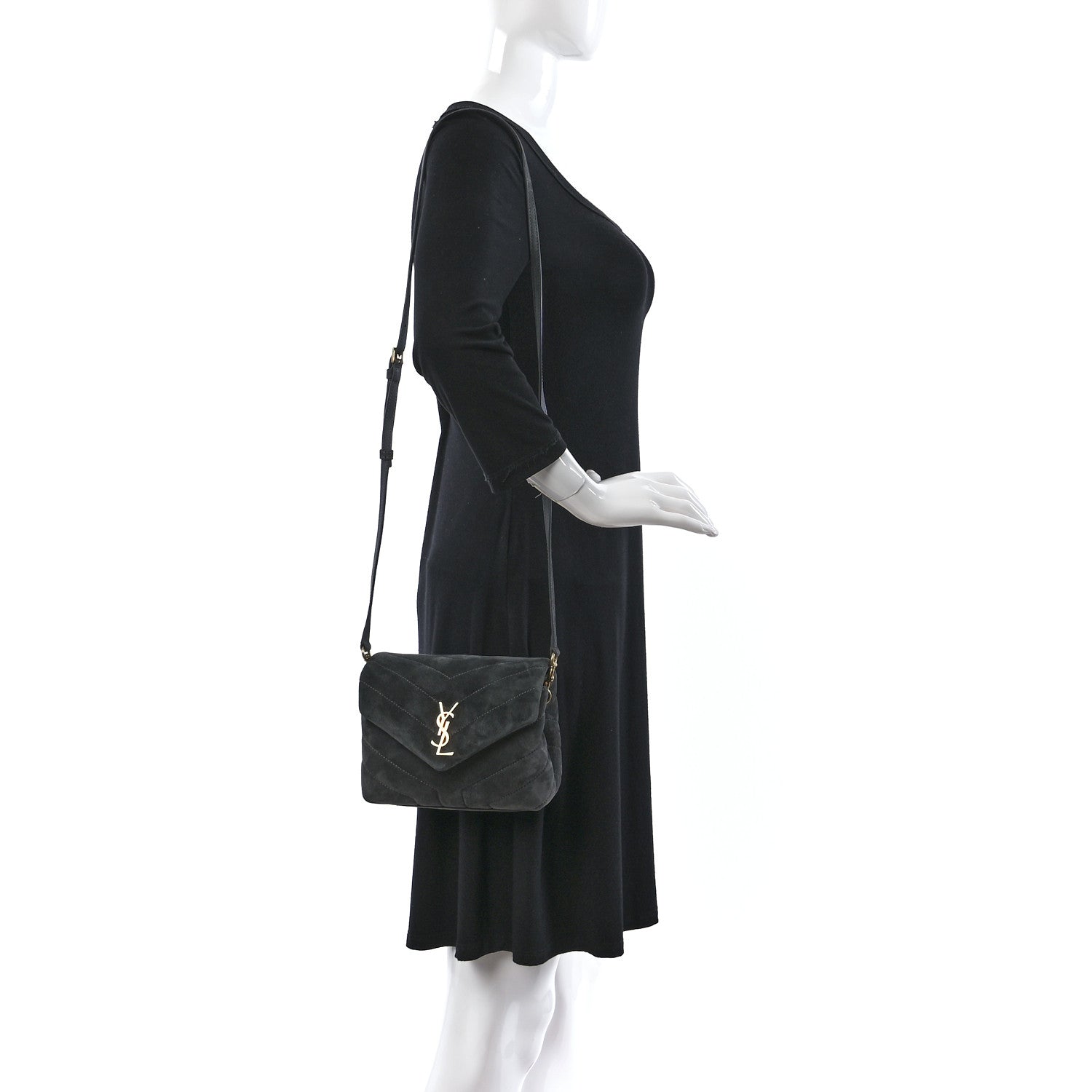 Saint Laurent Suede Toy Loulou Shoulder Bag Storm 2 of 8