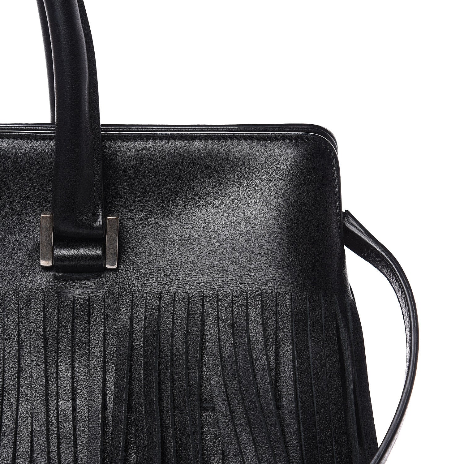 Saint Laurent Calfskin Fringe Medium Trois Clous Tote Black 12 of 12