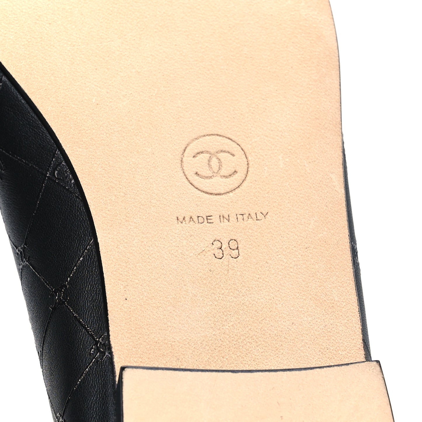 Printed Lambskin Patent Cap Toe Ballerina Flats 39 Black