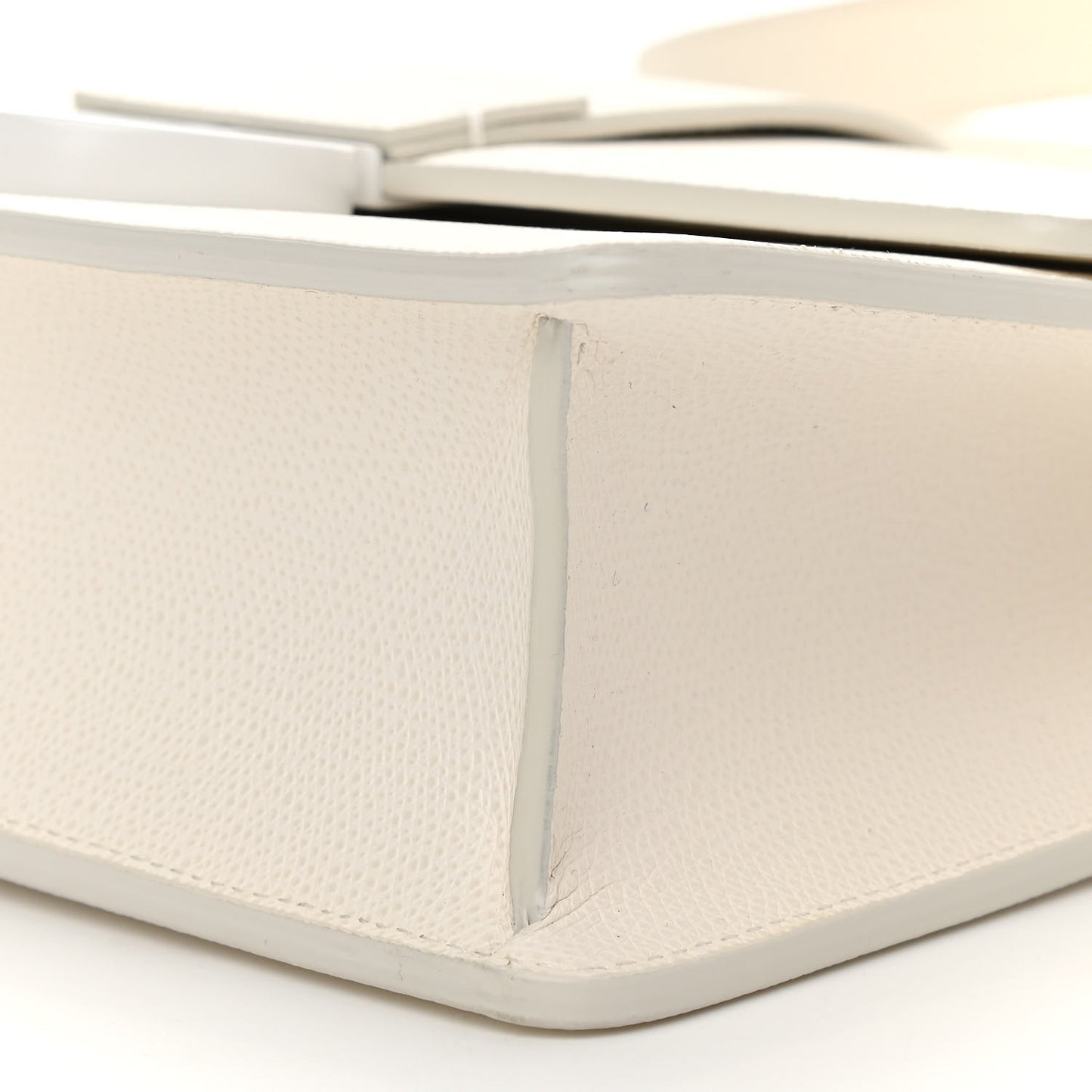 Ultra Matte Grained Calfskin 30 Montaigne Flap Bag White