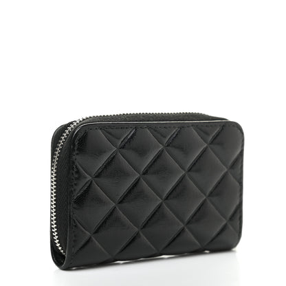 Chanel Lambskin Quilted Diamond CC Zip Around Coin Purse Black 3 of 7