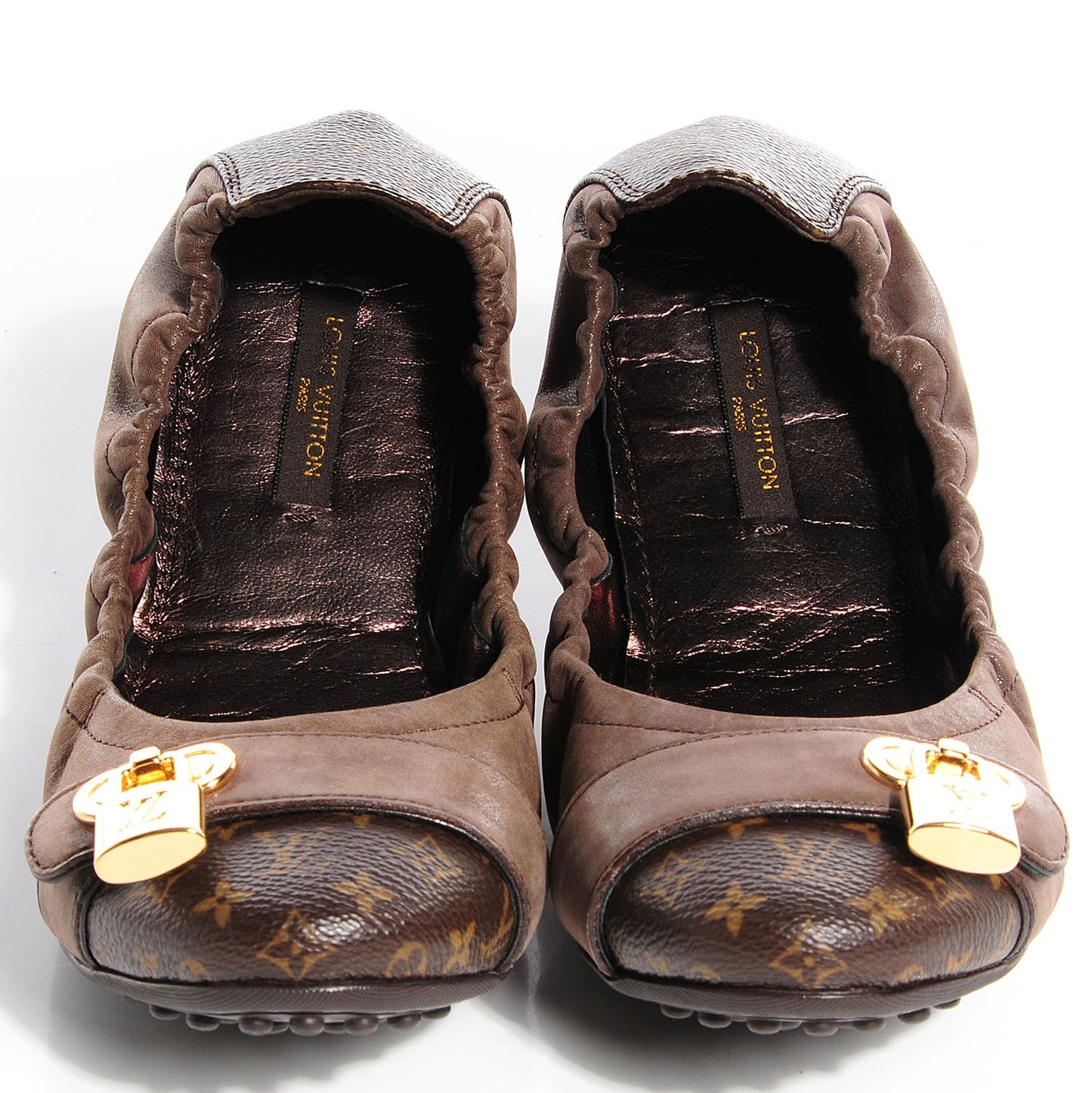 Monogram Iridescent Leather Lucky Ballerina Flats 37 Brown