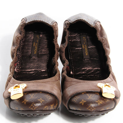 Louis Vuitton Monogram Iridescent Leather Lucky Ballerina Flats 37 Brown 2 of 7
