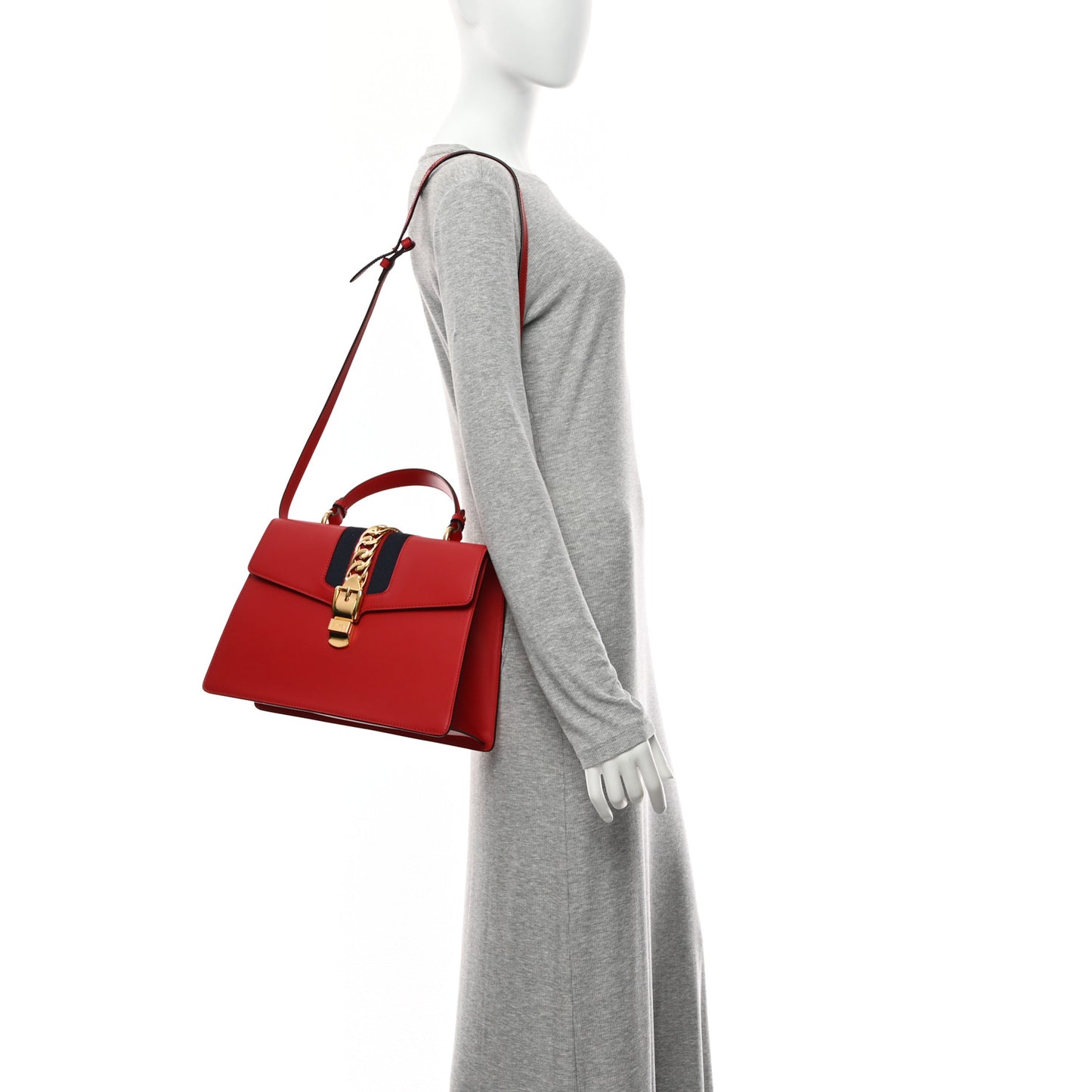 Calfskin Medium Sylvie Top Handle Bag Hibiscus Red