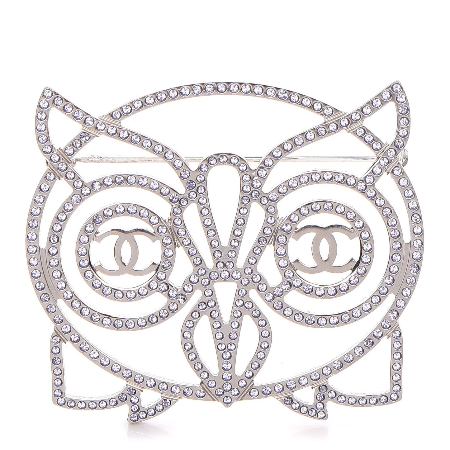 Strass Crystal Owl CC Brooch Purple Ruthenium