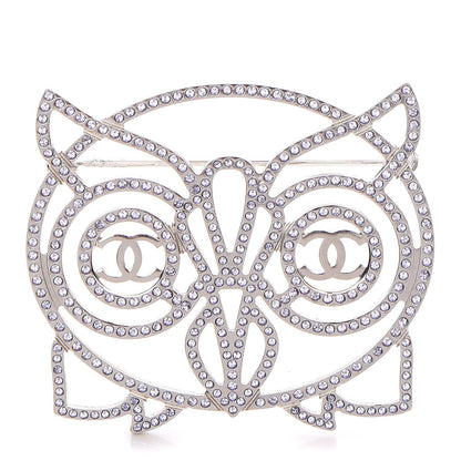 Chanel Strass Crystal Owl CC Brooch Purple Ruthenium 1 of 5