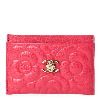 Chanel Caviar Camellia Embossed Card Holder Fuchsia 1 of 9