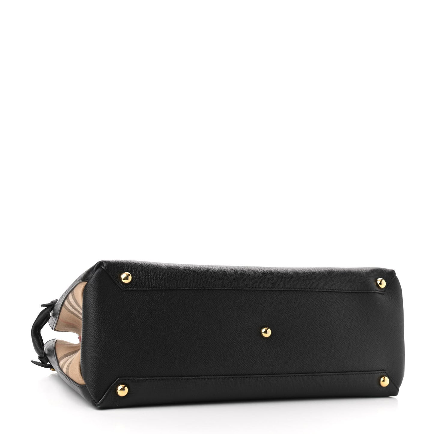 Grainy Calfskin House Check Large Banner Tote Black