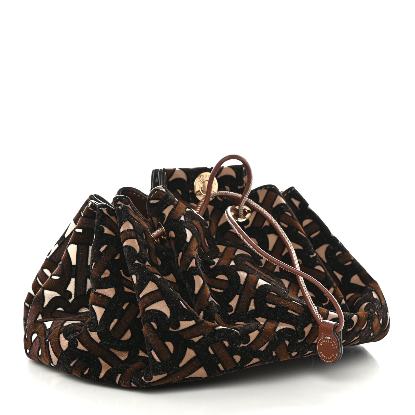 Velvet TB Mini Chignon Bucket Pouch Camel Buttermilk