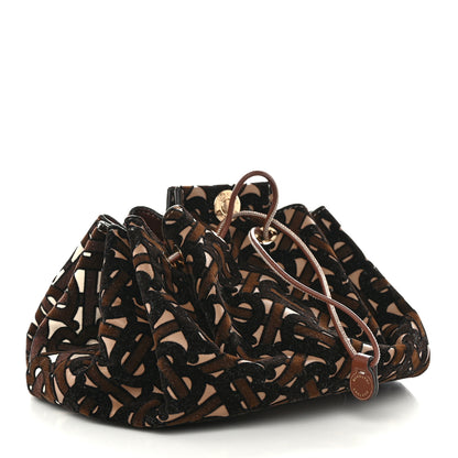 Burberry Velvet TB Mini Chignon Bucket Pouch Camel Buttermilk 2 of 11