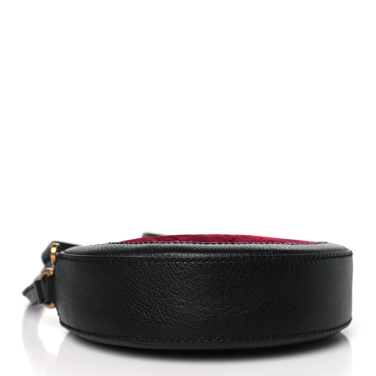 Velvet GG Monogram Textured Calfskin Round Shoulder Bag Red Cipria Black