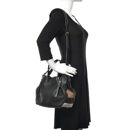 Burberry Grainy Calfskin House Check Small Maidstone Black 2 of 9