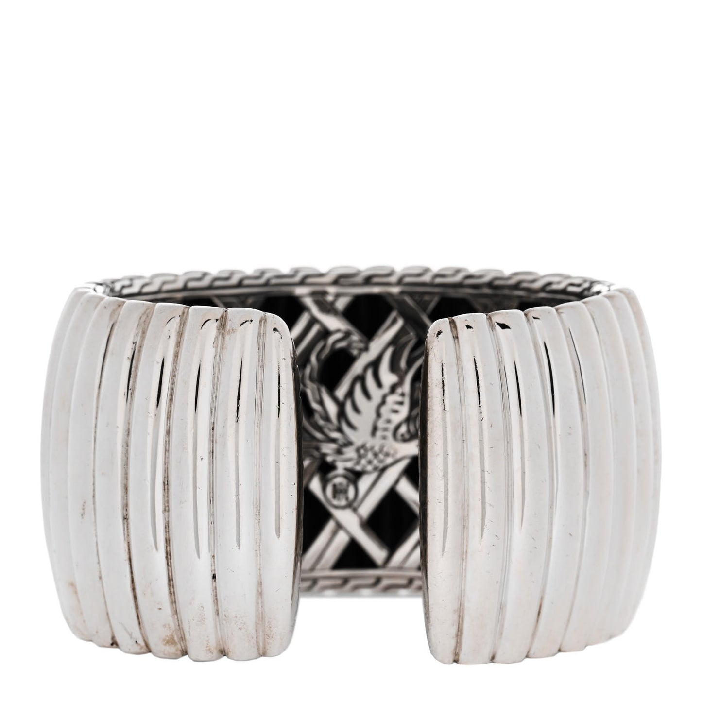 Sterling Silver Wide Bedeg Rippled Cuff Bracelet