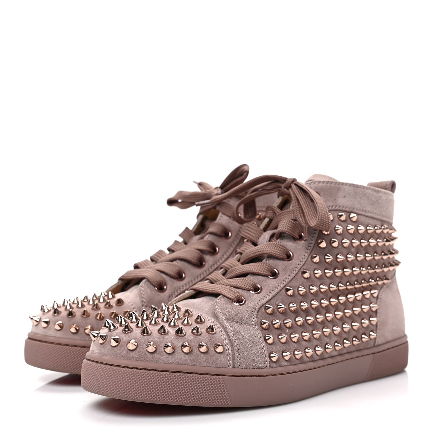 Veau Velours Womens Louis Spikes Flat Sneakers 40 Antic Pink Bronze