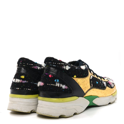 Chanel Tweed Lambskin Runway Sneakers 39.5 Black Multicolor 5 of 9