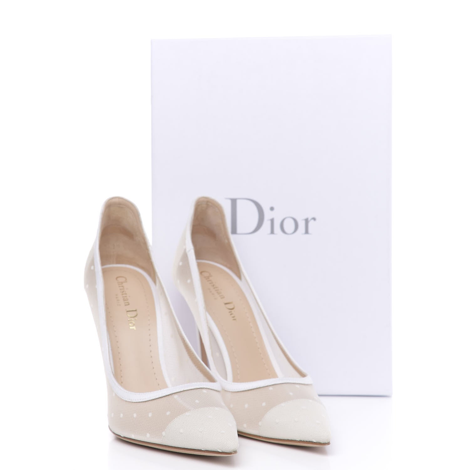 Christian Dior Mesh Plumetis Tulle D-Moi Pumps 39 White 8 of 8