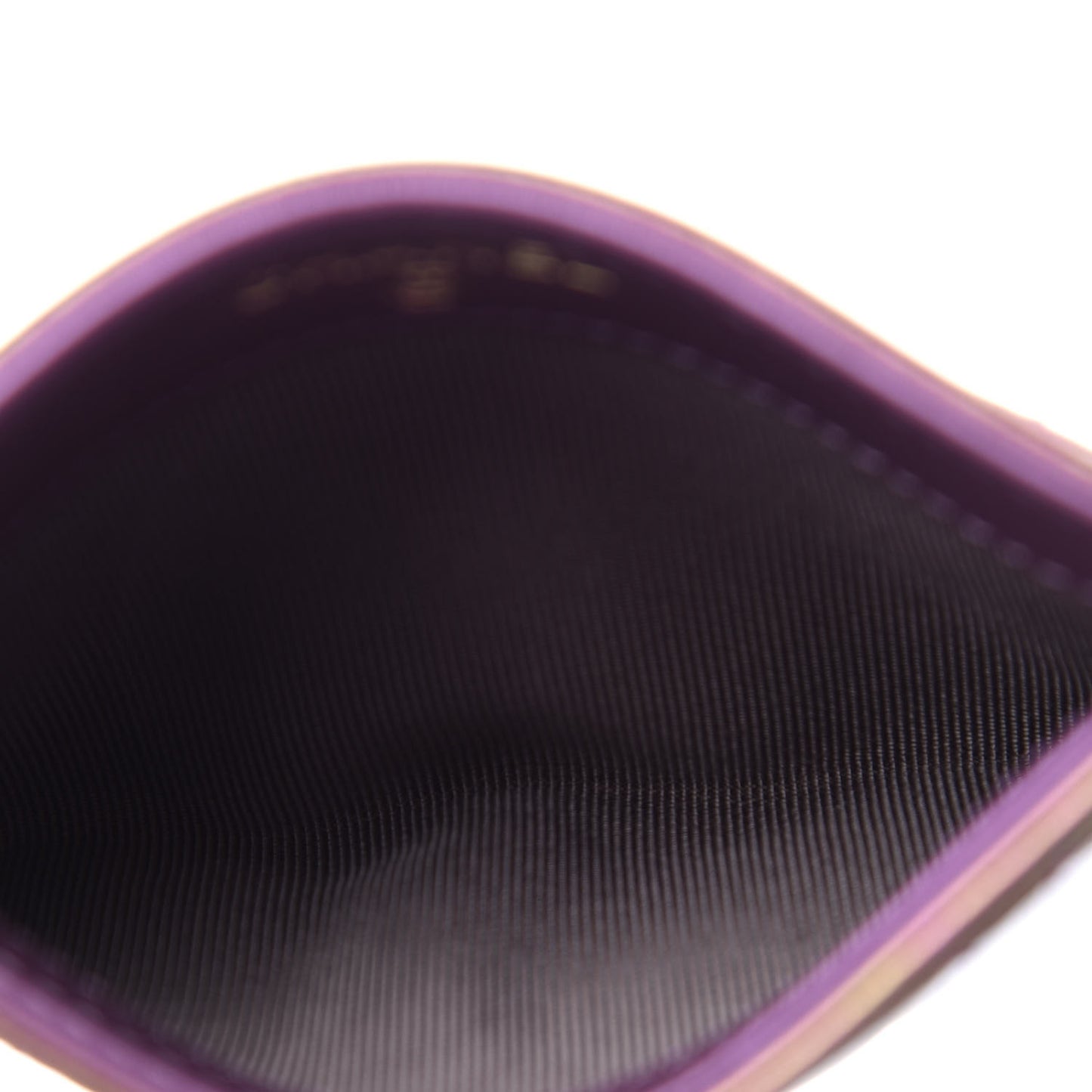 Iridescent Lambskin Quilted Card Holder Purple