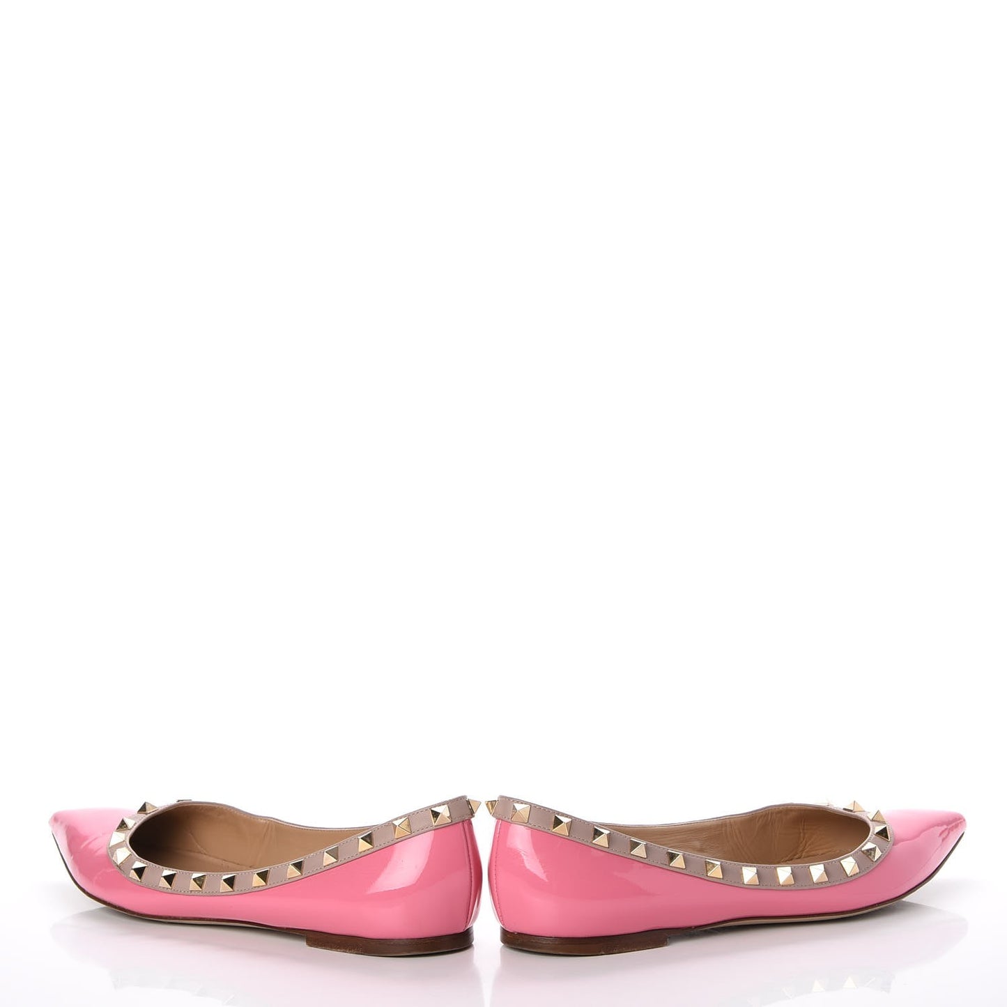 Patent Nappa Rockstud Ballerina Flats 39.5 Ninphea Poudre