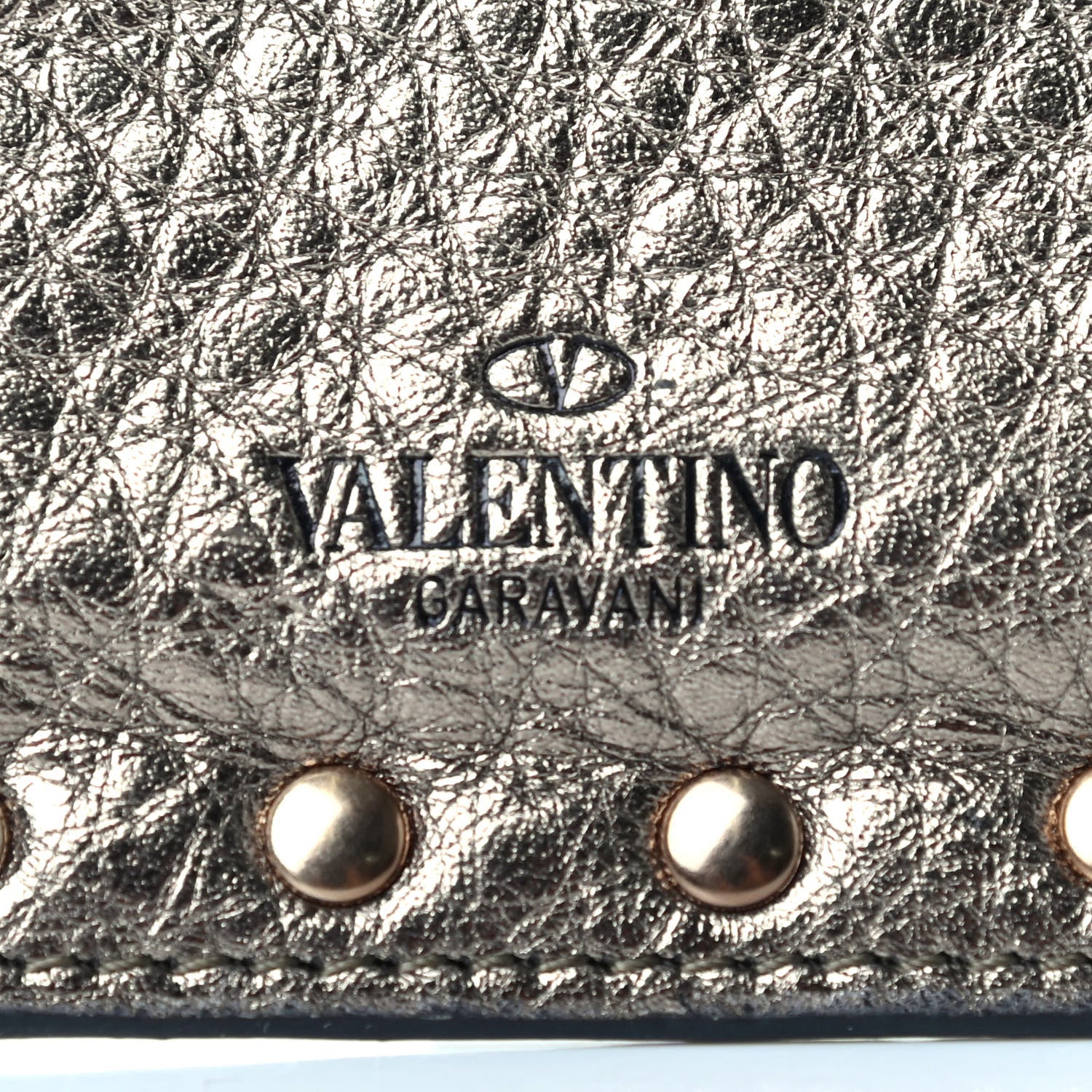 Valentino Garavani Pebbled Calfskin Rockstud Coin Case Card Holder Sasso 6 of 8
