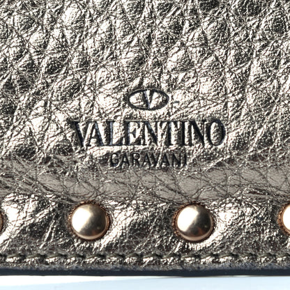 Valentino Garavani Pebbled Calfskin Rockstud Coin Case Card Holder Sasso 6 of 8