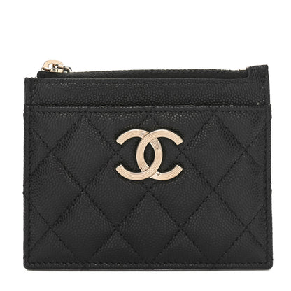 Chanel Caviar Quilted CC Zip Card Holder Black 1 of 8