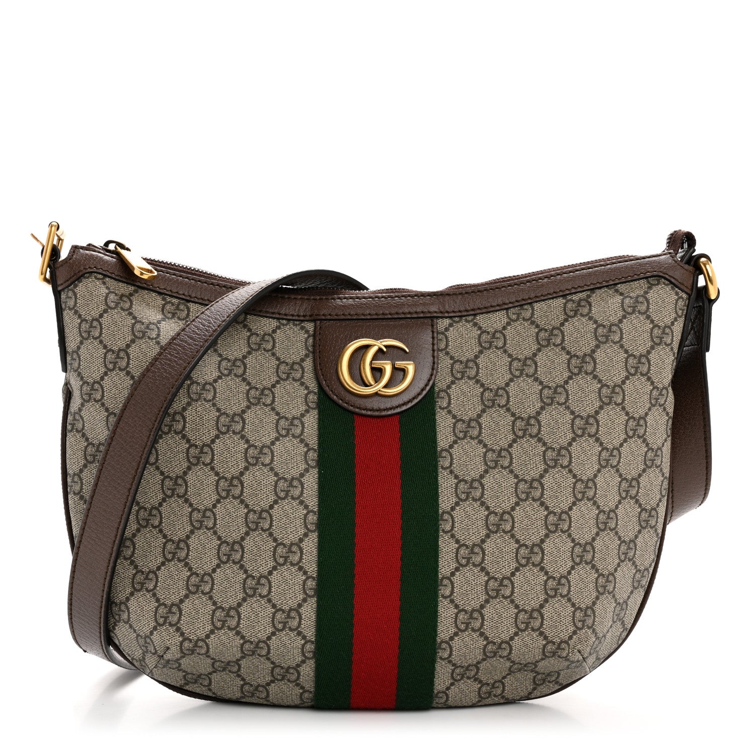 Gucci GG Supreme Monogram Web Small Ophidia Half Moon Hobo Brown 1 of 10