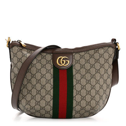 Gucci GG Supreme Monogram Web Small Ophidia Half Moon Hobo Brown 1 of 10