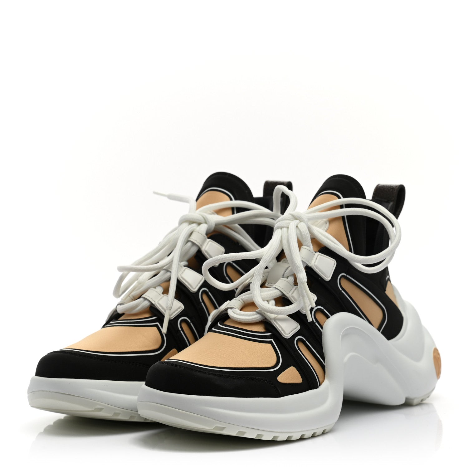 Louis Vuitton Calfskin Technical Nylon LV Archlight Sneakers 35.5 Beige Black 3 of 10