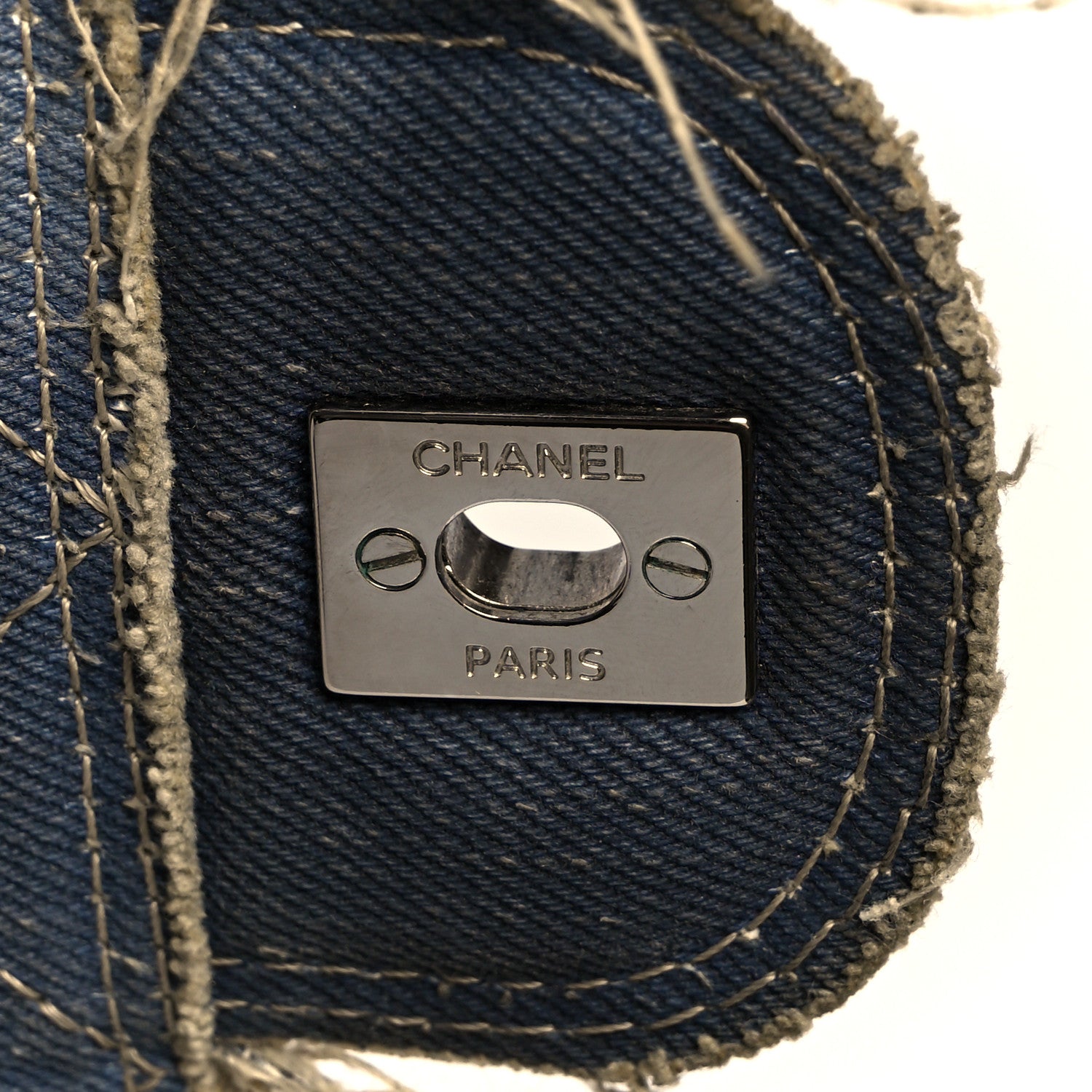 Chanel Denim Quilted Jumbo Pompom Flap Dark Blue 7 of 13
