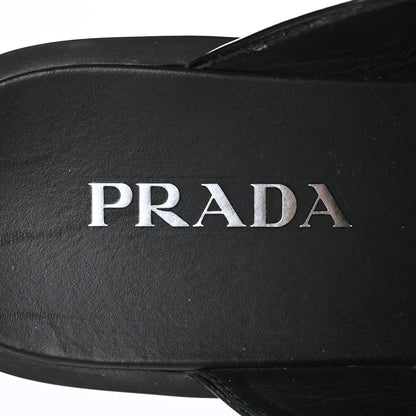 Prada Spazzolato Metal Triangle Logo 40mm Loafer Mules 39.5 Black 6 of 9
