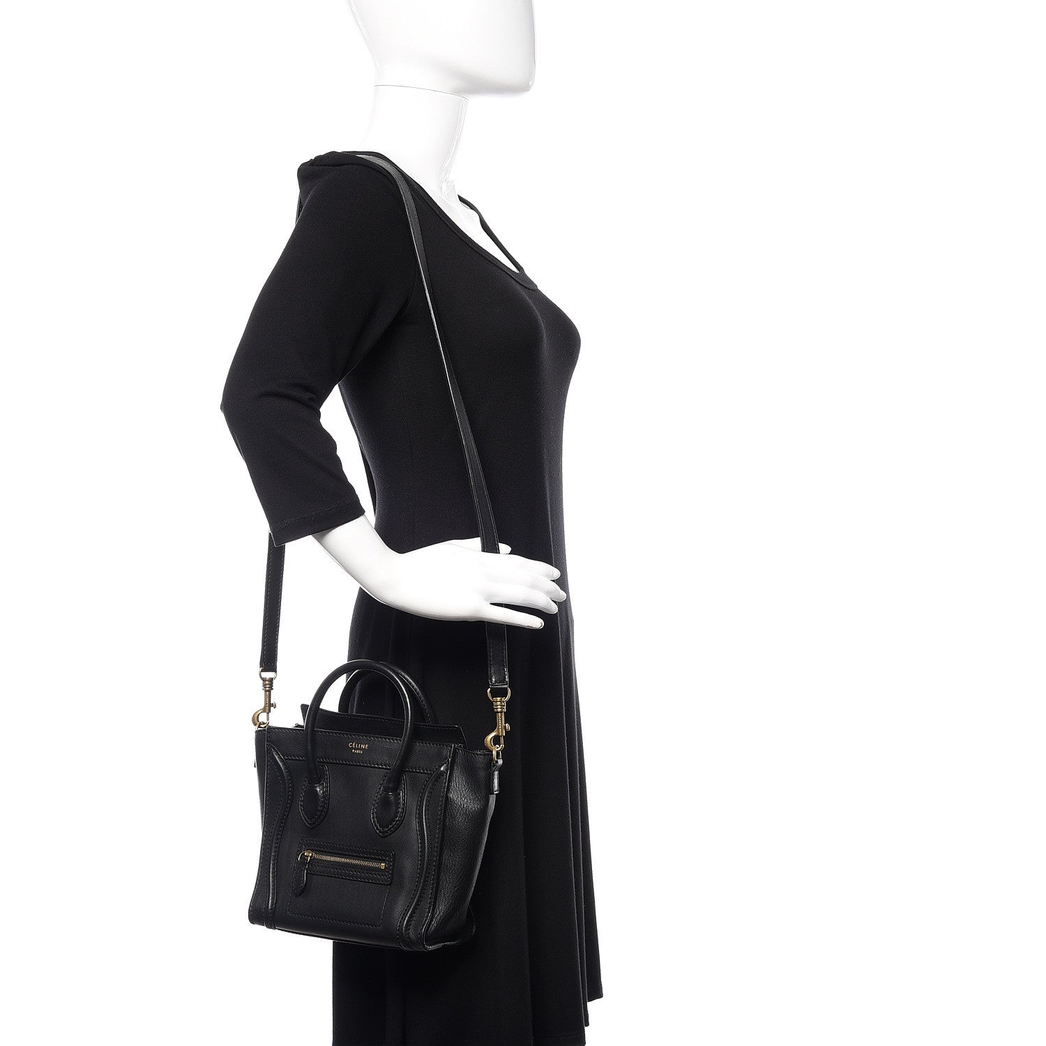 Celine Smooth Calfskin Nano Luggage Black 2 of 9